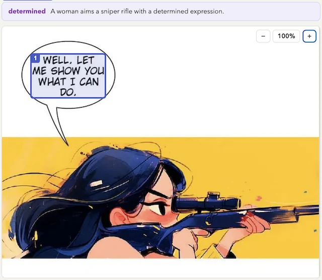 Sigyl detecting a speech bubble on a comic panel